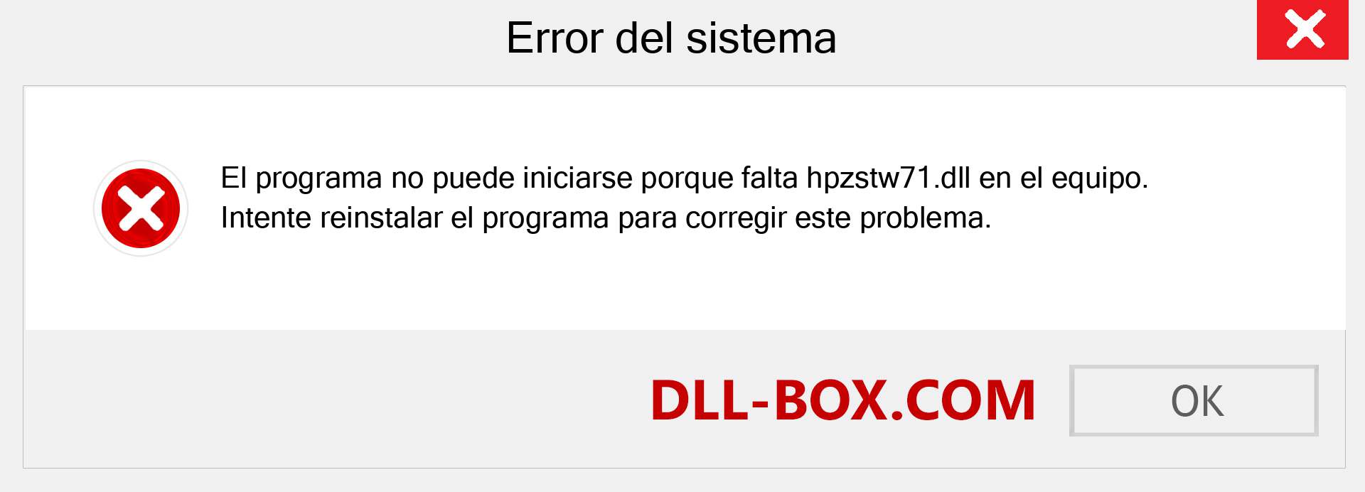 ¿Falta el archivo hpzstw71.dll ?. Descargar para Windows 7, 8, 10 - Corregir hpzstw71 dll Missing Error en Windows, fotos, imágenes